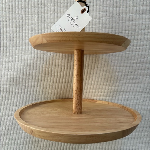 Hearth & Hand with Magnolia Two Tiered Wood Serving Tray Round Shape NWT - Picture 6 of 15